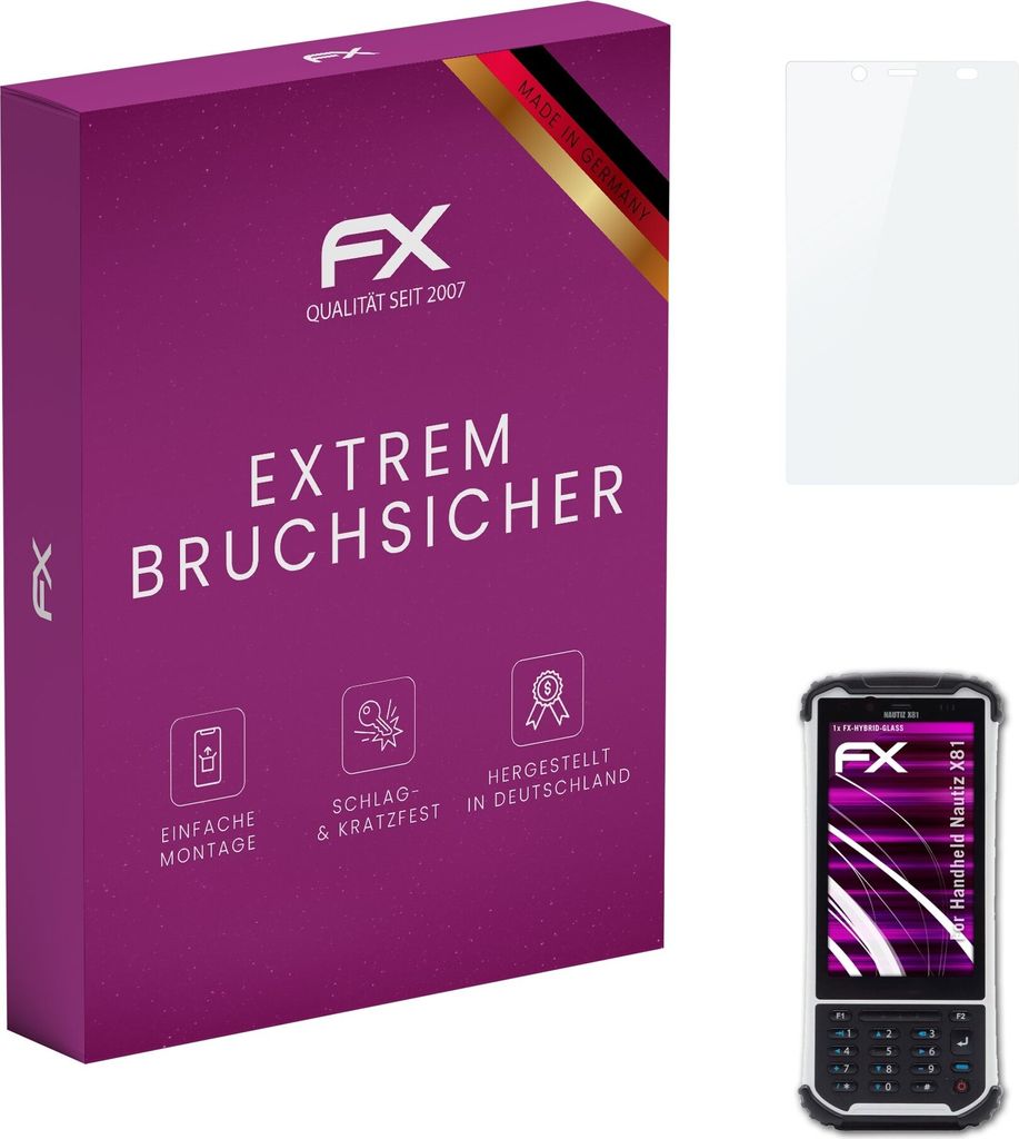 atFoliX FX-Hybrid-Glass Displayfolie kompatibel mit Handheld Nautiz X81 Glasfolie