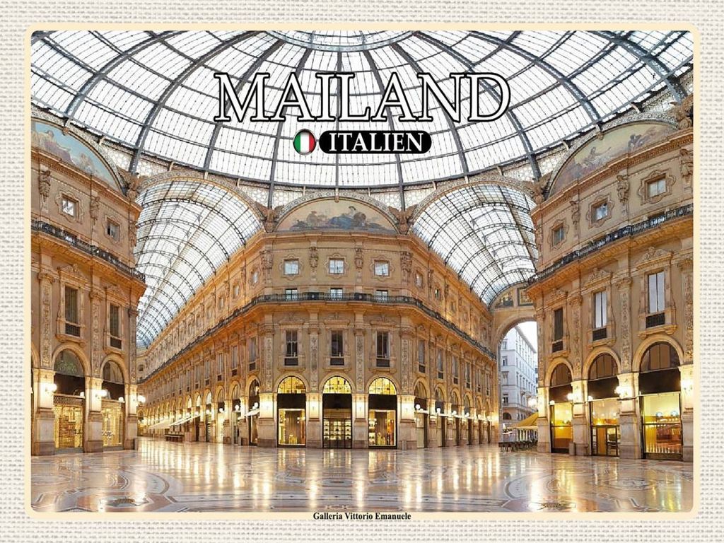 vianmo Holzschild 30x40 cm Mailand Galleria Vittorio Emanuele Bildmotiv Reisemotiv Abenteuer Reisen