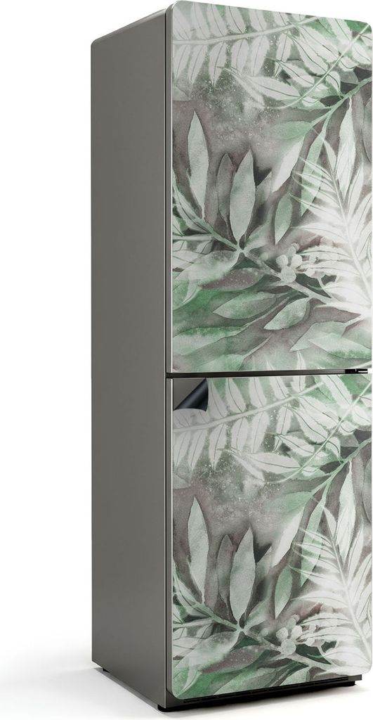 Blattiges Aquarellmuster – Magnetische Kühlschrank Abdeckung – Dekorfolie magnetisch Küche – Kühlschrank Magnet Deko – selbstklebende Ma...