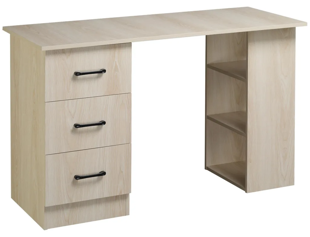 Bureau informatique avec rangements intégrés style scandinave bois