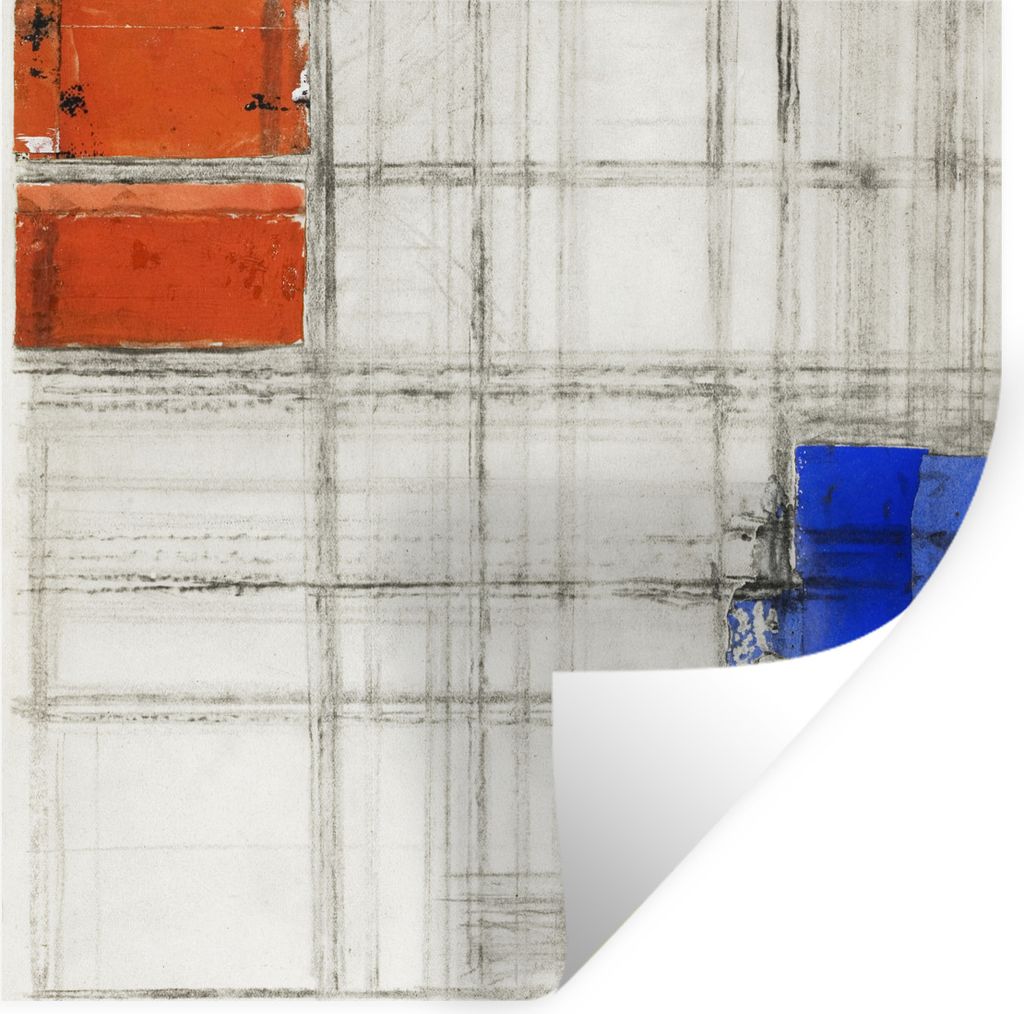 MuchoWow Wandtattoo Wandsticker Wandaufkleber Studie für eine Komposition - Piet Mondrian 100x100 cm Selbstklebend und Repositionierbar - Wierde...