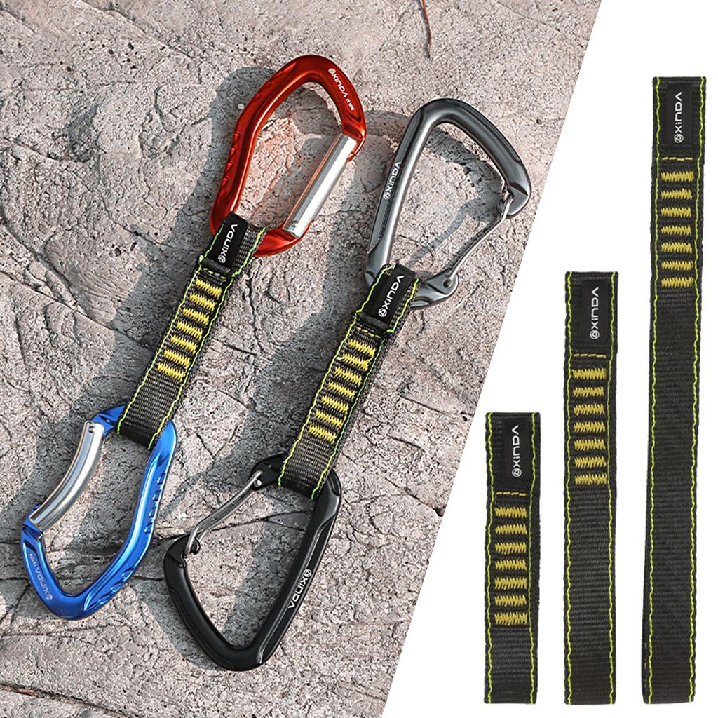 Hochfestes Klettergurtband mit hoher Tragfähigkeit (25 kN Bruchlast) – Schnellzieh-Karabiner für professionelles Bergsteigen – Verbindungssch...