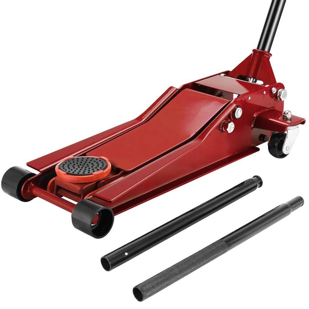 Auto Wagenheber - hydraulischer Doppelpumpen Rangierwagenheber - 3 t Tragkraft - Hubbereich 75-505 mm - Werkstatt Bodenheber - rot