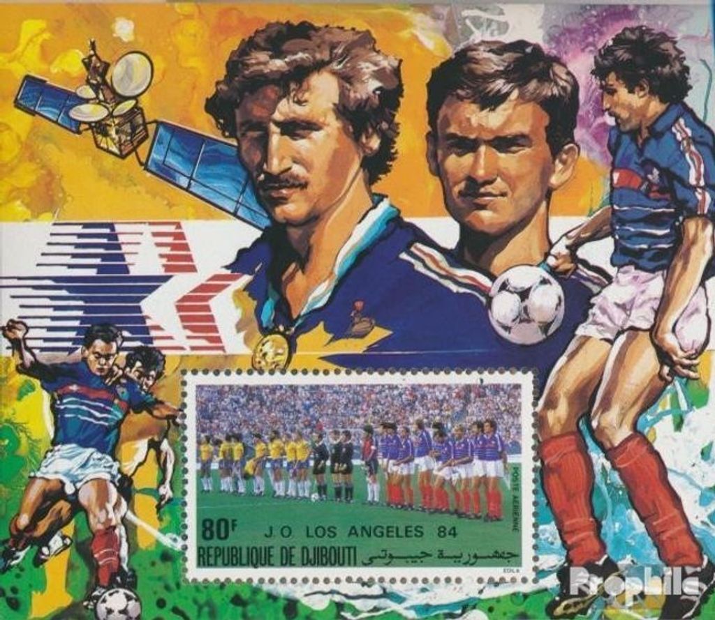 Briefmarken Dschibuti 1984 Mi Block107A (kompl.Ausg.) postfrisch Fußball-WM in Frankreich
