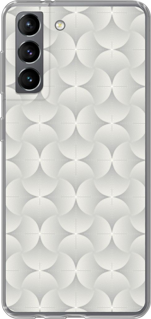 MuchoWow Handyhülle Schutzhülle Hülle für Telefoonhoesje Samsung Galaxy S21 Muster - Silber - Retro Silikon Softcase Handy Hülle - Softcase