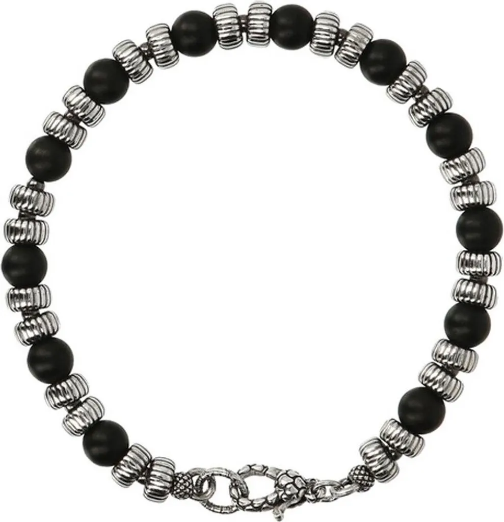 Bracelet Homme Albert M. WSOX00508.BO en Argent 925 et Pierres Noires