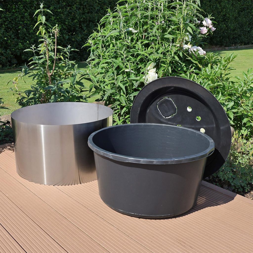 90l Springbrunnenbecken Set mit Edelstahlumrandung Produktbild 1