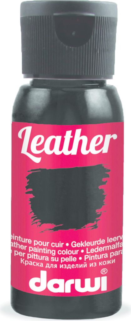 Darwi 4x DARWI Ledermalfarbe, Flasche 50ml, Schwarz - Schwarz DA0420050100C