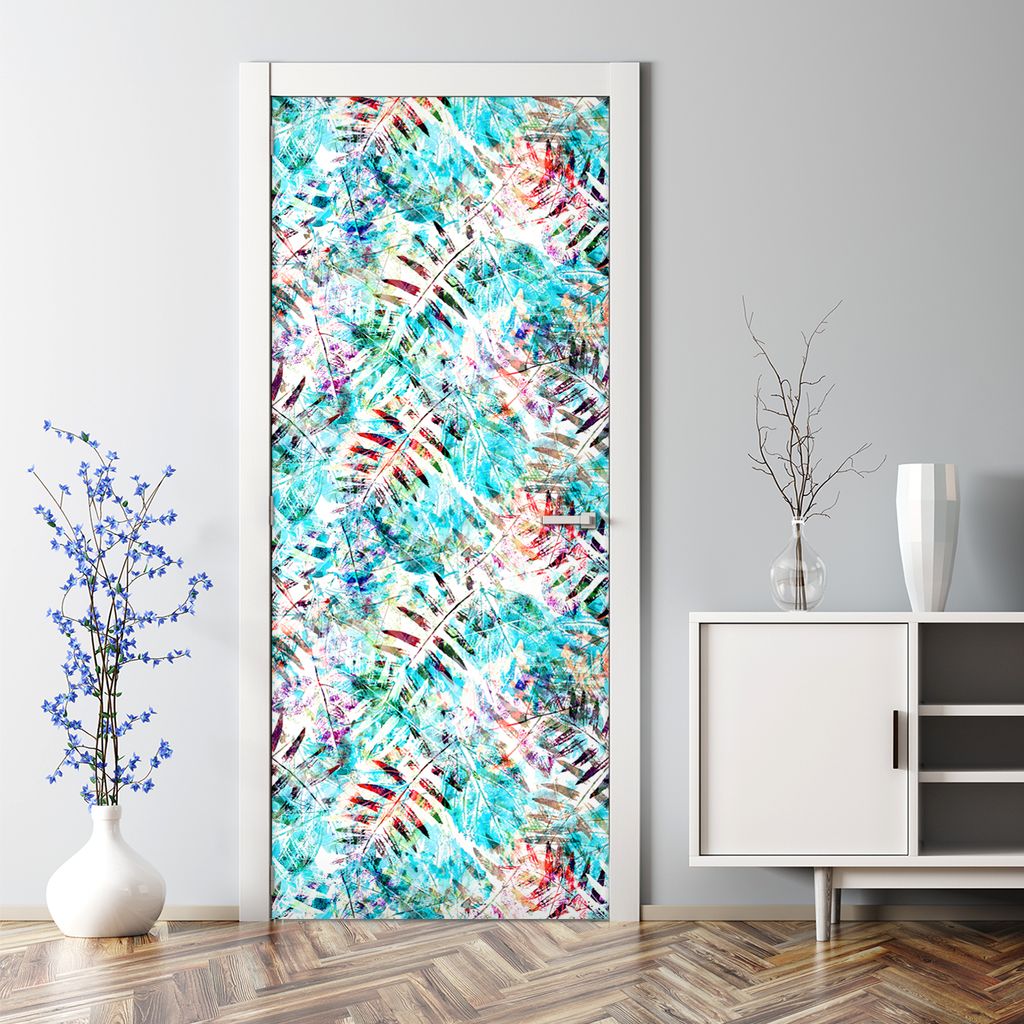 Dekorative Türposter selbstklebend Klebefolie Wandaufkleber Türaufkleber Blumen Gelb Kunst 70 x 200 cm