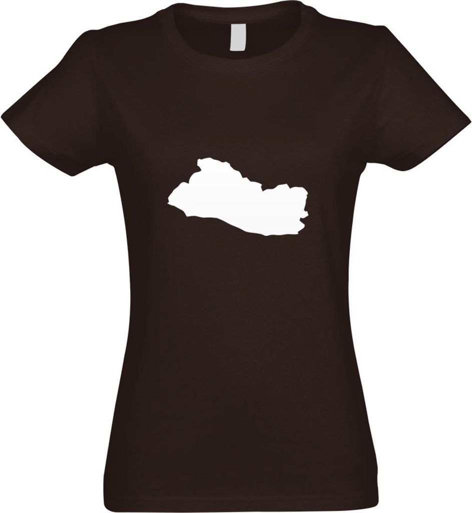 Kiwistar - T-Shirt tailliert - Damen - Chocolate - EL Salvador Umriss Kontur - mit Motiv Bedruckt - Funshirt Design - Sport - Freizeit - Damen - M
