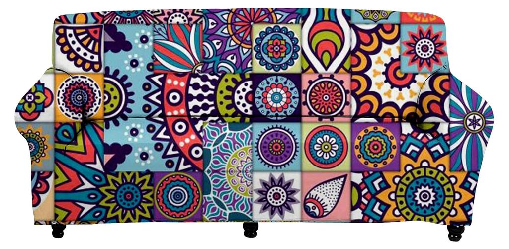 Mandalal Hippie Bohemian-Sofa-Schonbezüge für 1-Sitzer, waschbar, rutschfest
