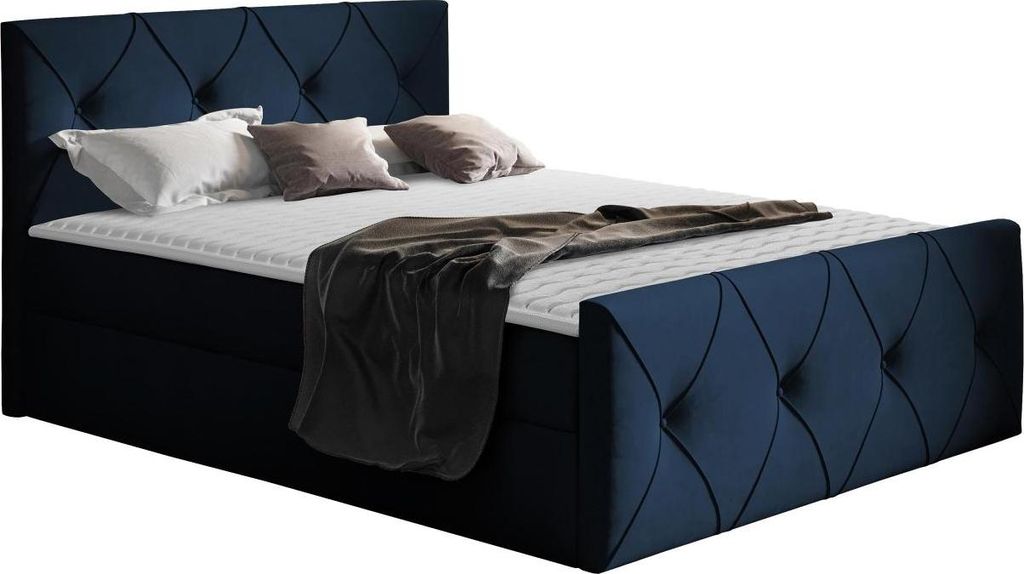 MIRJAN24 Boxspringbett Crystal Lux, Stilvoll Doppelbett, Bett mit zwei Bettkästen, Schlafzimmer (Farbe: Mono 242, Größe: 140x200 cm)