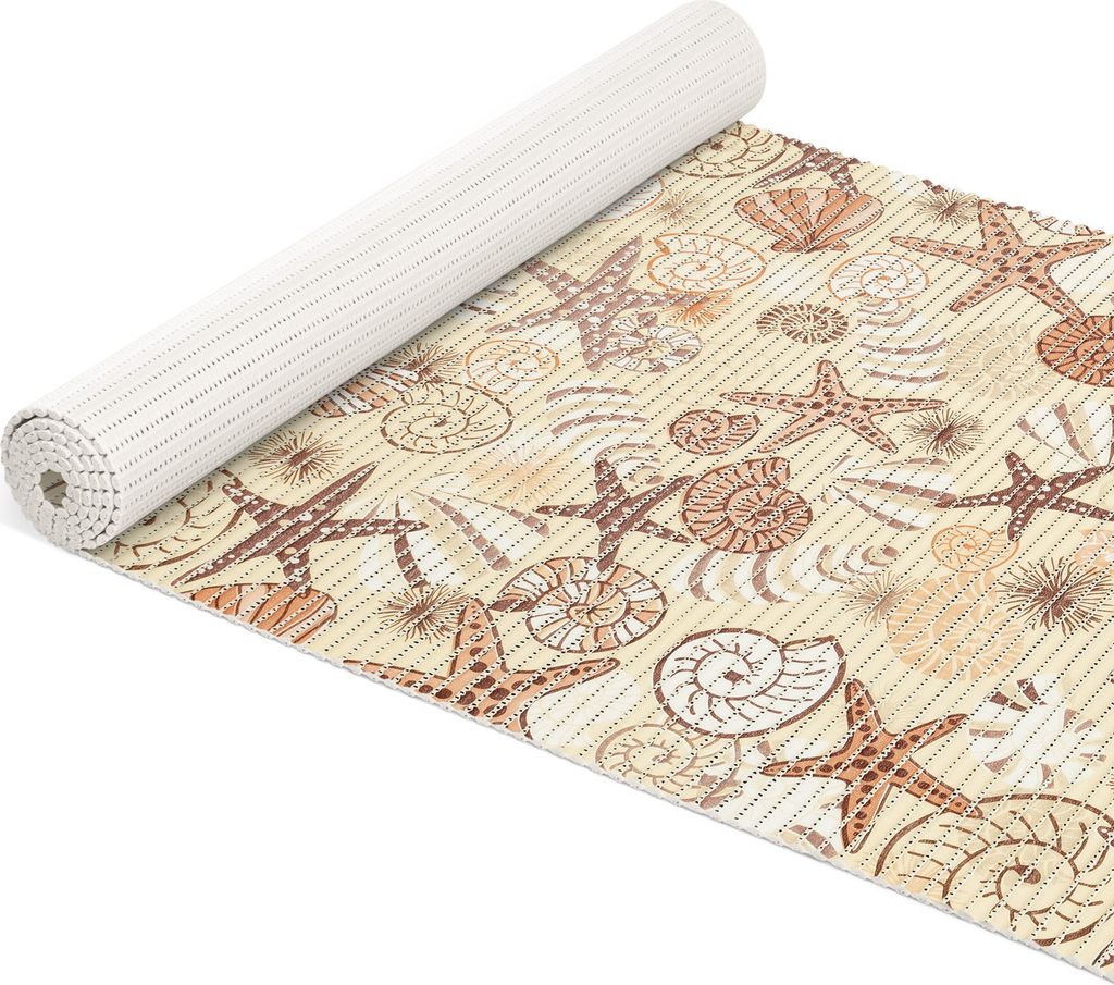 Badematte Anti-Rutsch-Matte Weichschaummatte Seestern Muschel Badvorleger beige Breite 65 cm Länge 100 cm