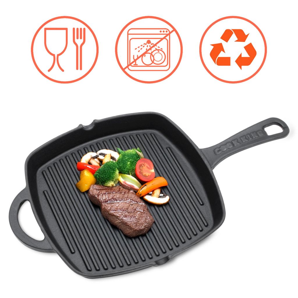 Griglia In Ghisa BBQ-TORO Con Coperchio In Vetro - Ø26cm Per Bistecche E Barbecue - Foto 5