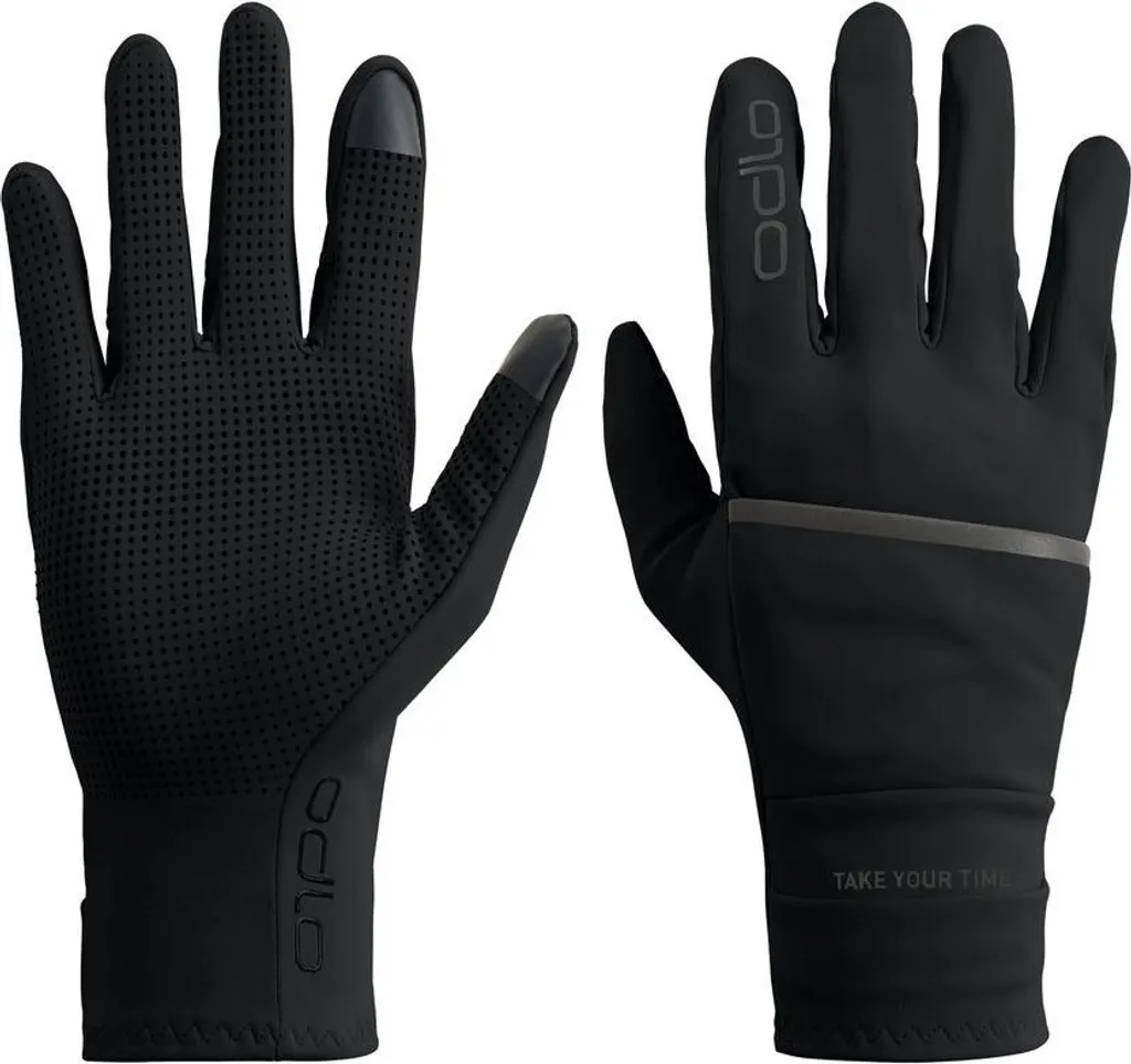 Gants de Course et Cyclisme Odlo Windproof Light XXL Noirs Antivent