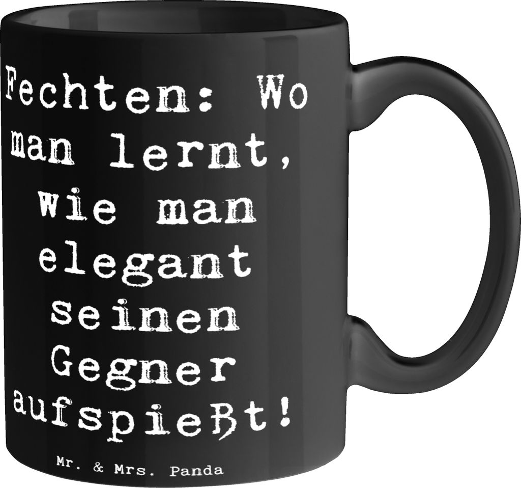 Mr. & Mrs. Panda Kaffeetasse Spruch Fechten Eleganz - Schwarz - Geschenk, Präzision, Sportart, Sportler, Disziplin, Teamsport, schöne tasse, eleg...