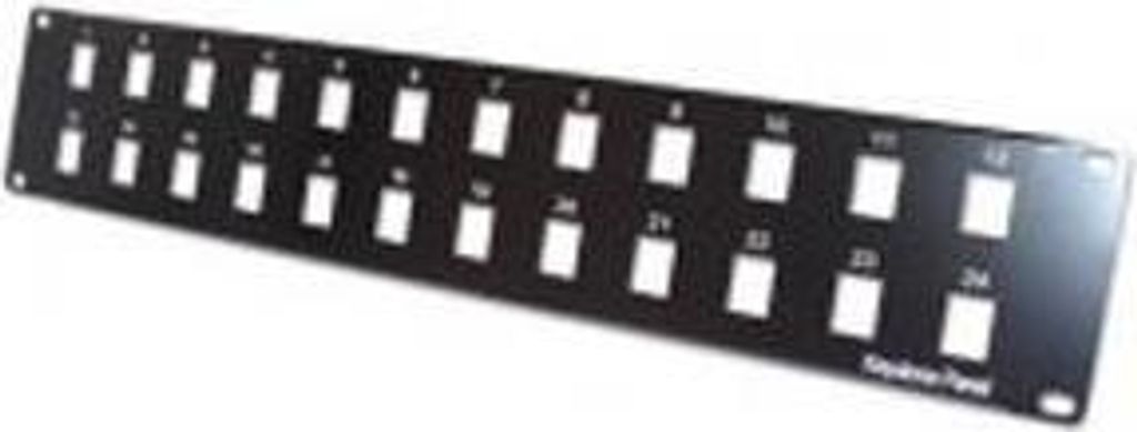 Modulträger für 24 Keystone-Anschlussbuchsen, 48,30cm (19"), schwarz Zum Aufbau eines Patchfeldes mit bis zu 24 Ports (908060)