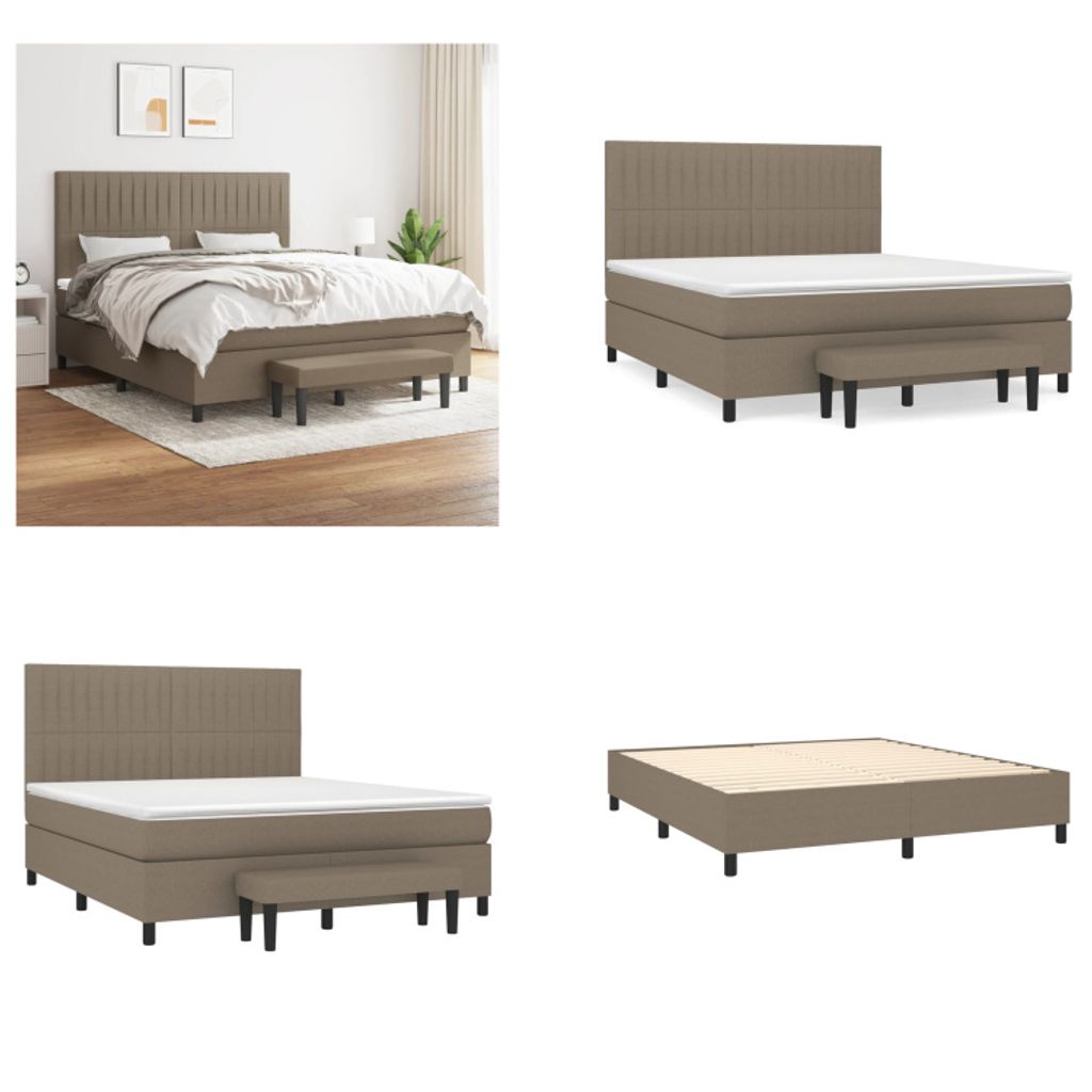 vidaXL Boxspringbett mit Matratze Taupe 180x200 cm Stoff - Boxspringbett - Boxspringbetten - Bett - Schlafzimmermöbel