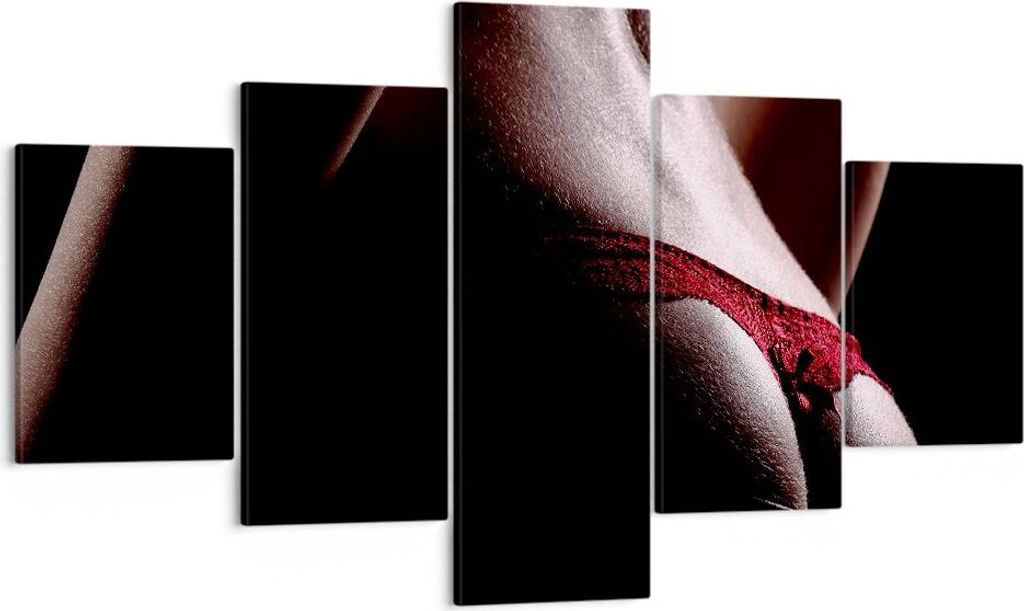 Bild auf Leinwand - Leinwandbild - Frau Körper String - 125x70cm - Wand Bild - Wanddeko - Leinwanddruck - Bilder - Kunstdruck - Wanddekoration - L...
