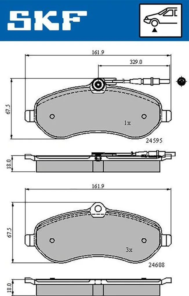 Plaquettes de frein pour utilitaires Expert Proace Jumpy SKF VKBP80048E