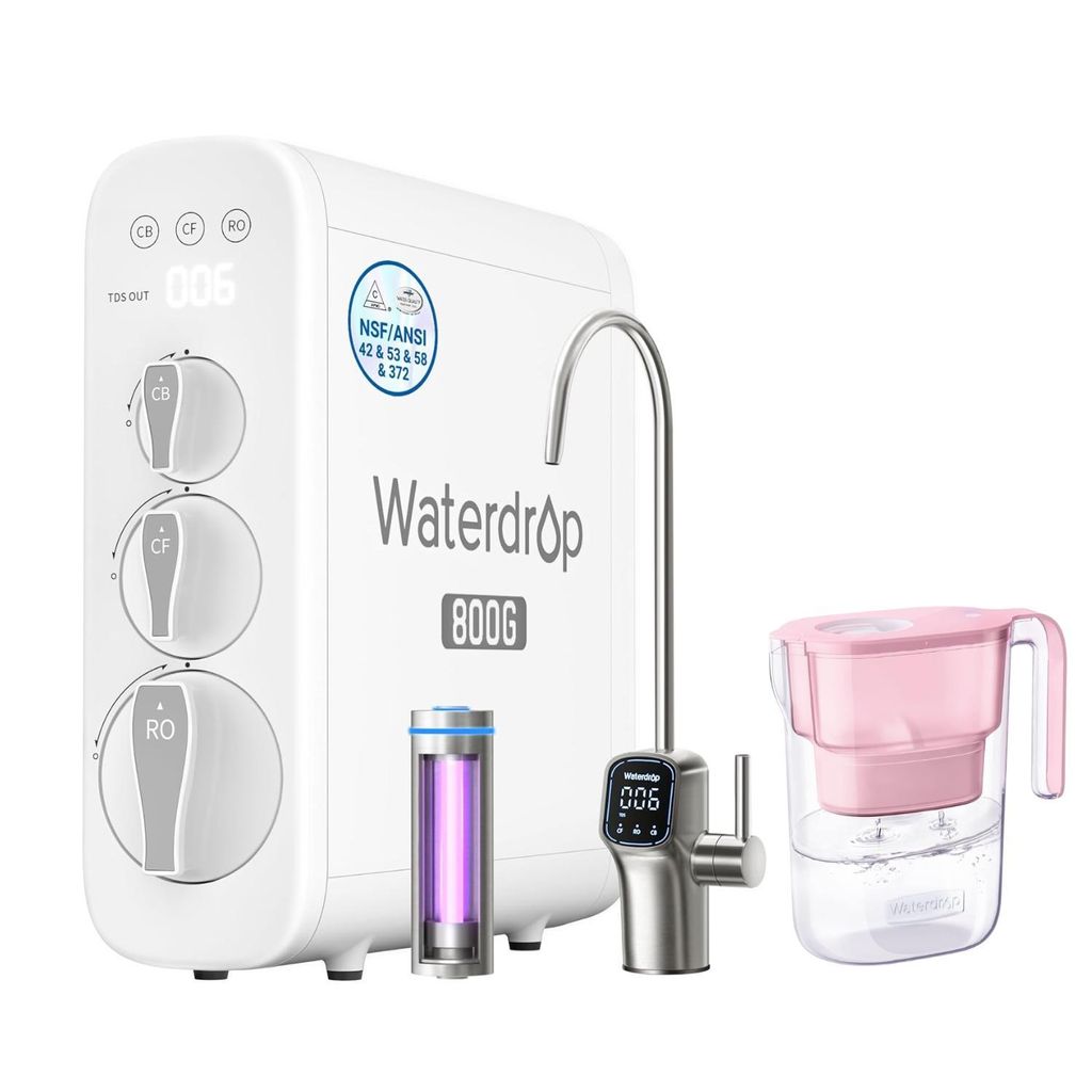 Waterdrop WD-G3P800 Umkehrosmose-Wasserfiltersystem, einschließlich 1 WD-PT-05P Elfin Kühlschrank Wasserfilterkrug