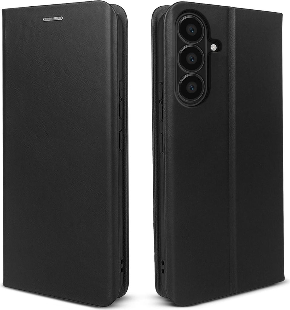 Handyhülle für Samsung Galaxy A17 / A17 5G Echtleder Flip Cover Hülle Case Kartenfach RFID Schutz Farbe: Schwarz