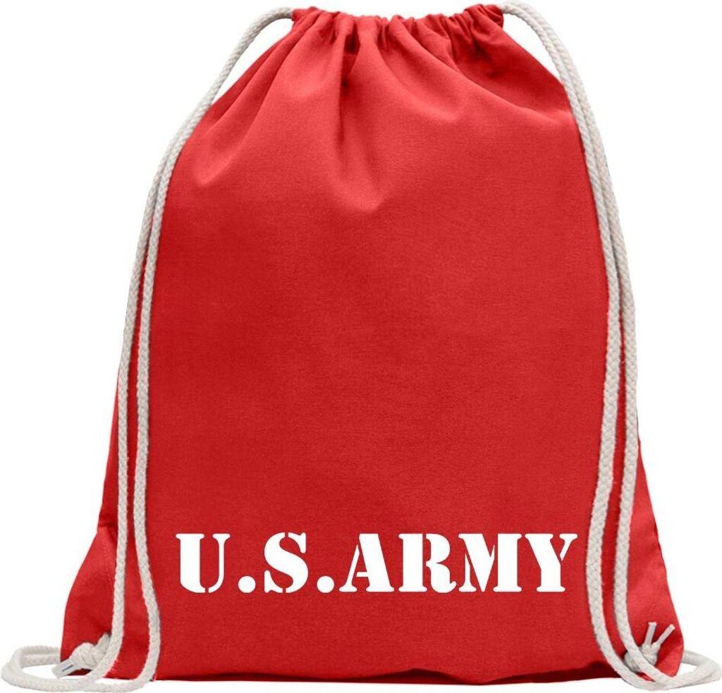 Kiwistar - Turnbeutel - rot - U.S. Army - Fun Rucksack Sport Beutel Gymsack Baumwolle mit Ziehgurt