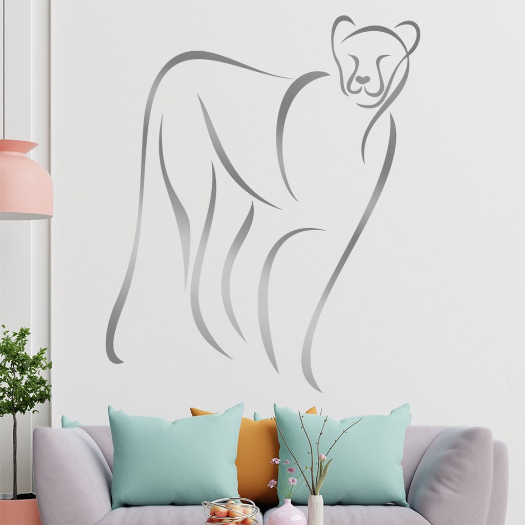 Raubkatze Linien Wandtattoo in 6 Größen - Wandaufkleber Wall Sticker - Dekoration, Küche, Wohnzimmer, Schlafzimmer, Badezimmer