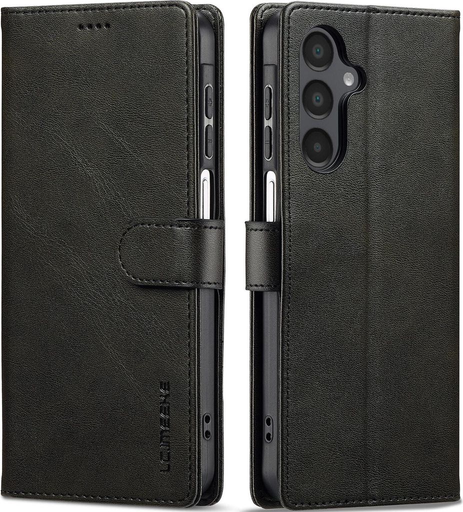 Hülle für Samsung Galaxy S24, Klapphüllen Brieftasche Leder Magnetverschluss Ständer Schutzhülle Schwarz