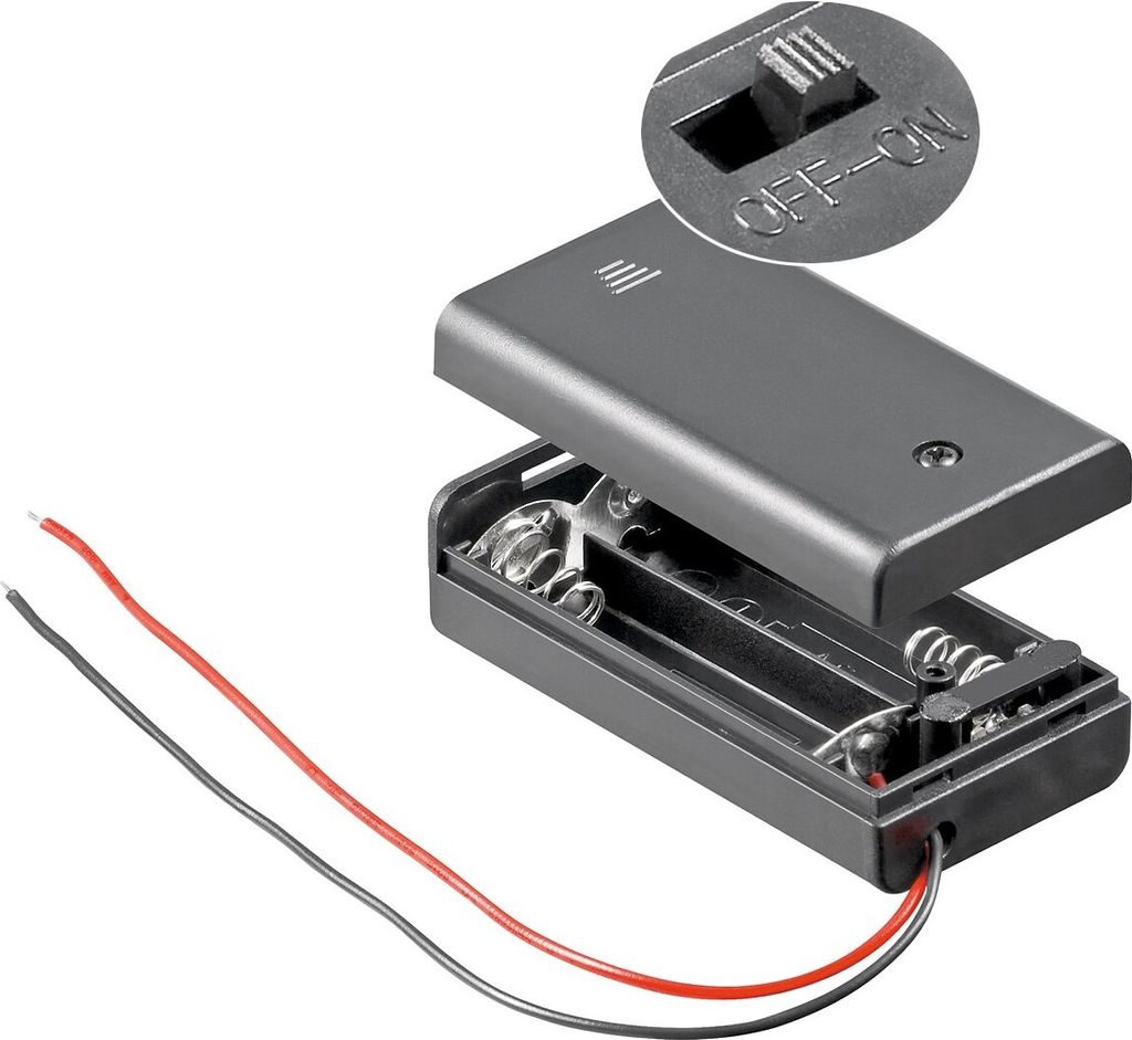Goobay 2x AA (Mignon) Batteriehalter, Schwarz - lose Produktbild 