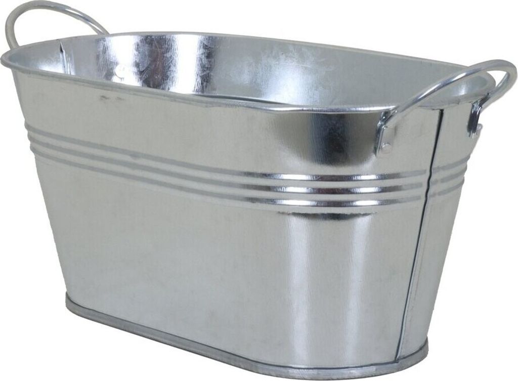 Blumenwanne mit Henkel aus Zink oval 22x13x11 cm Produktbild 