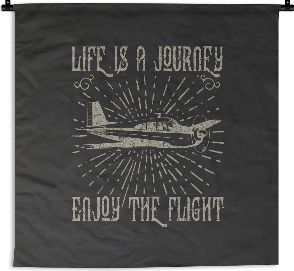 MuchoWow Wandteppich Wandbehang Jahrgang - Flugzeug - Text 150x150 cm Tapisserie Dekoration Wandtuch - Wohnaccessoires - Modernes