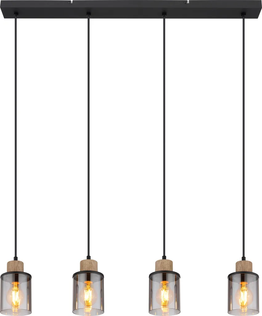 Globo Lighting Lampada Sospensione Vintage Metallo Nero 4 fiamme E27 - 2