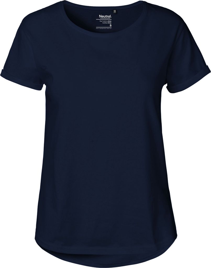 Neutral O80012 | Damen Roll Up Sleeve T-Shirt / Single Jersey Strick - Farbe: Navy - Größe: S