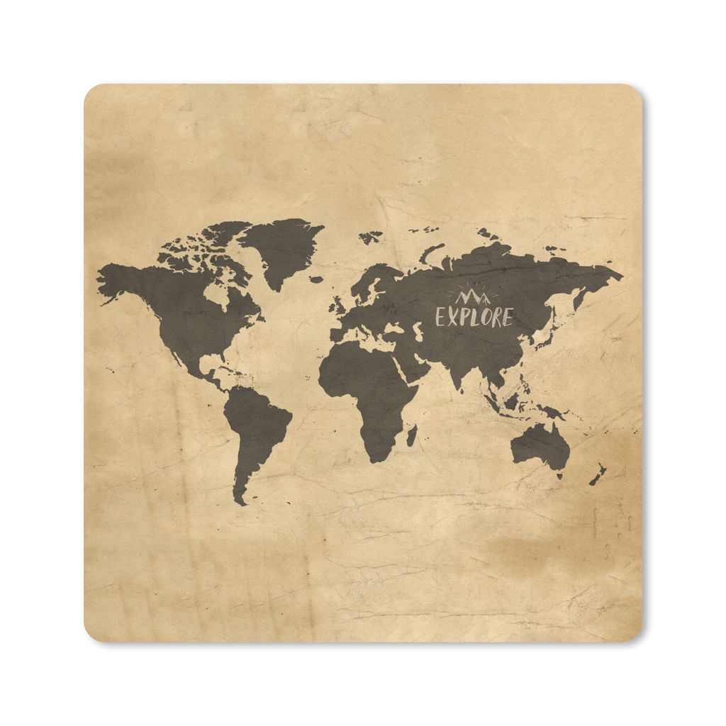 MuchoWow Mauspad Mousepad Weltkarte - Vintage - Reisen 20x20 cm - Mousepads - Maus Mat - Pad - Mausunterlage - Desk Mat - Bureauartikeln