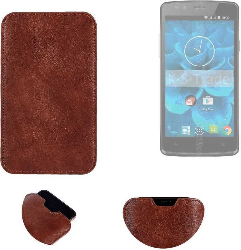 K-S-Trade Schutzhülle Handyhülle kompatibel mit Qilive Q4 5.0 Handytasche Kunstleder Sleeve in braun