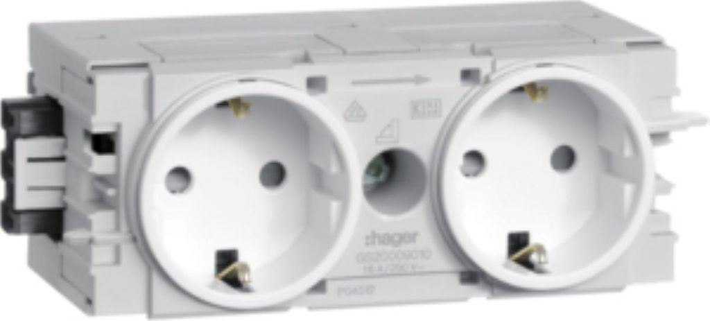 HAGER Steckdose 2-fach mit Wago Steck-/Klemmtechnik Produktbild 