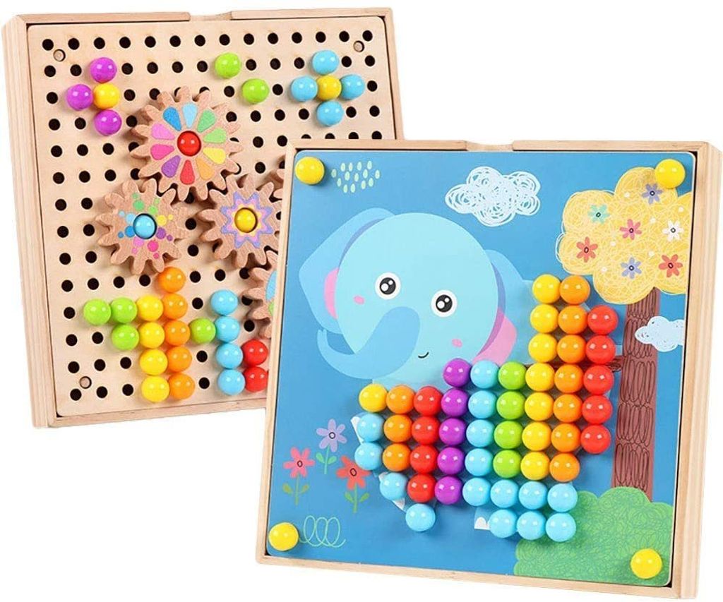 Mosaik Steckspiel Für Kinder Mit 45 Steckperlen 12 Buntes Steckplätte Spielzeuge 