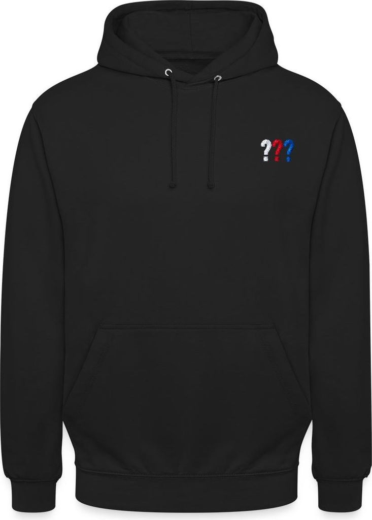 Spreadshirt Die Drei Fragezeichen Logo Stickerei Uni Hoodie, 3XL, Schwarz