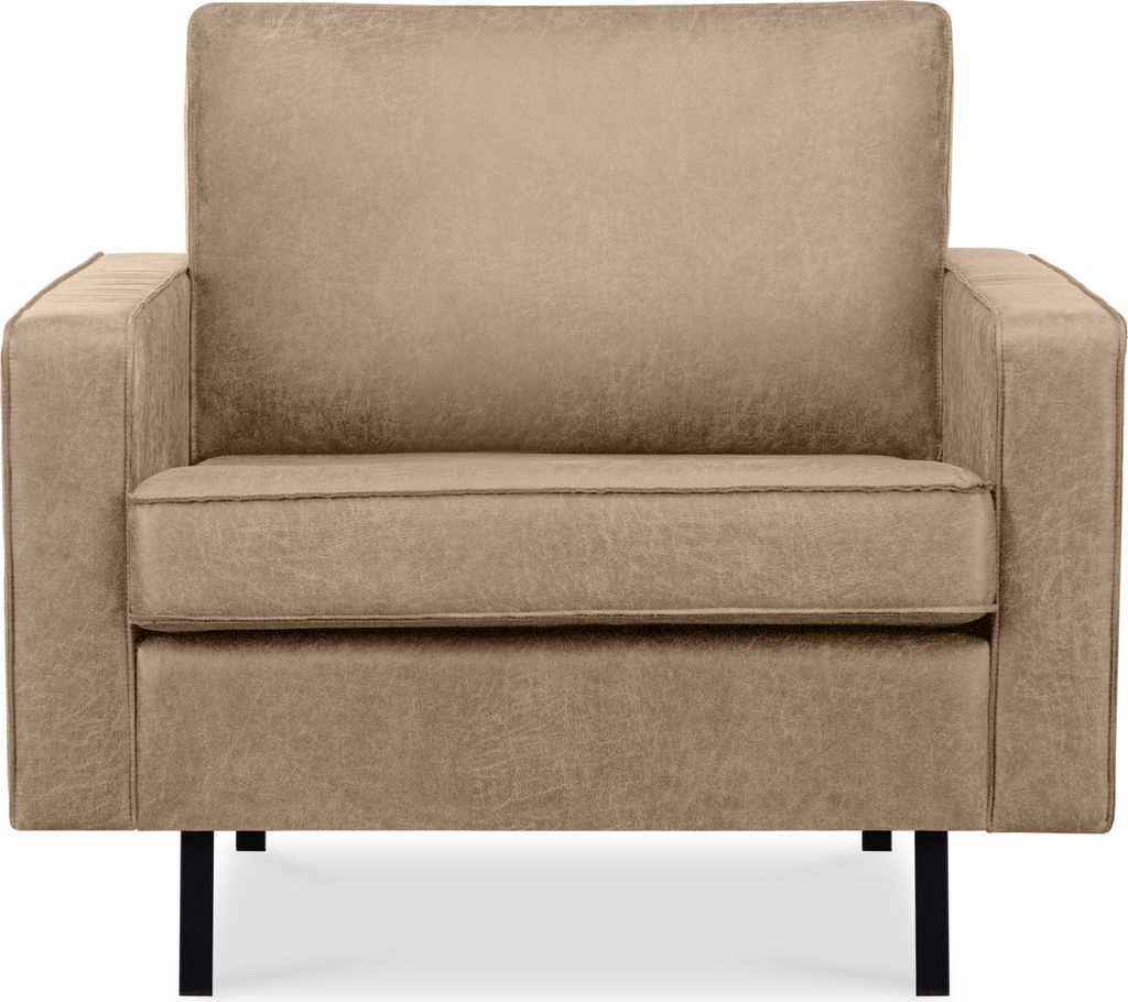 KONSIMO Klassischer Sessel mit Armlehnen auf hohen Metallbeinen "INVIA", Beige, Lederoptik-Stoff, Vintage, 98x87x98cm