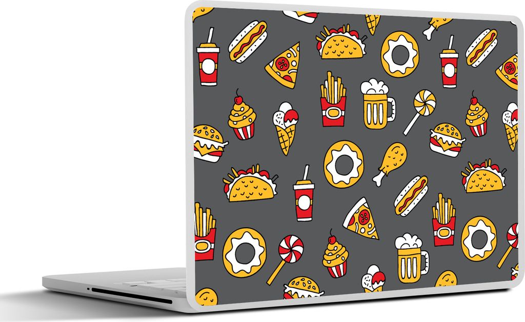 MuchoWow Laptop Aufkleber Sticker Cover Puber - Essen - Pizza - Muster 36.5x27.5 cm - Laptop-Sticker