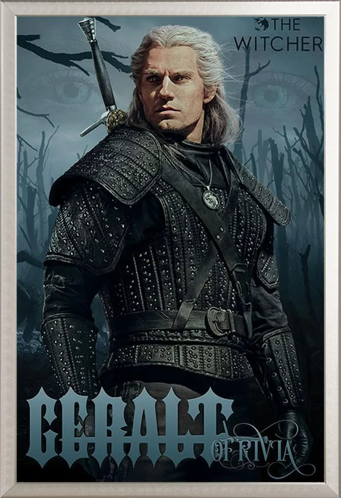 Quadro Geralt di Rivia The Witcher - Cornice Alluminio Shinsuke Argento