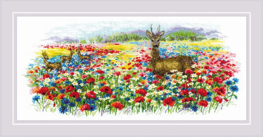 Riolis Prato in Fiore Kit Ricamo Punto Croce 55x25 | Design Zweigart