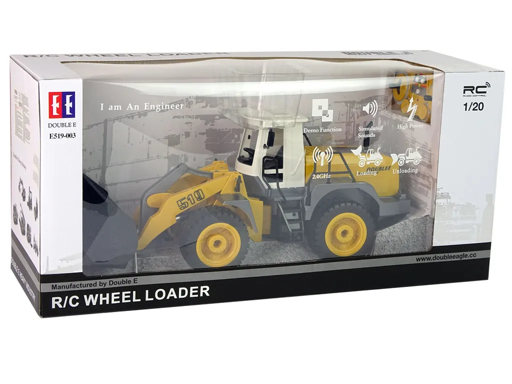 Excavatrice télécommandée 1/20 : Engin de chantier R/C à bras articulé