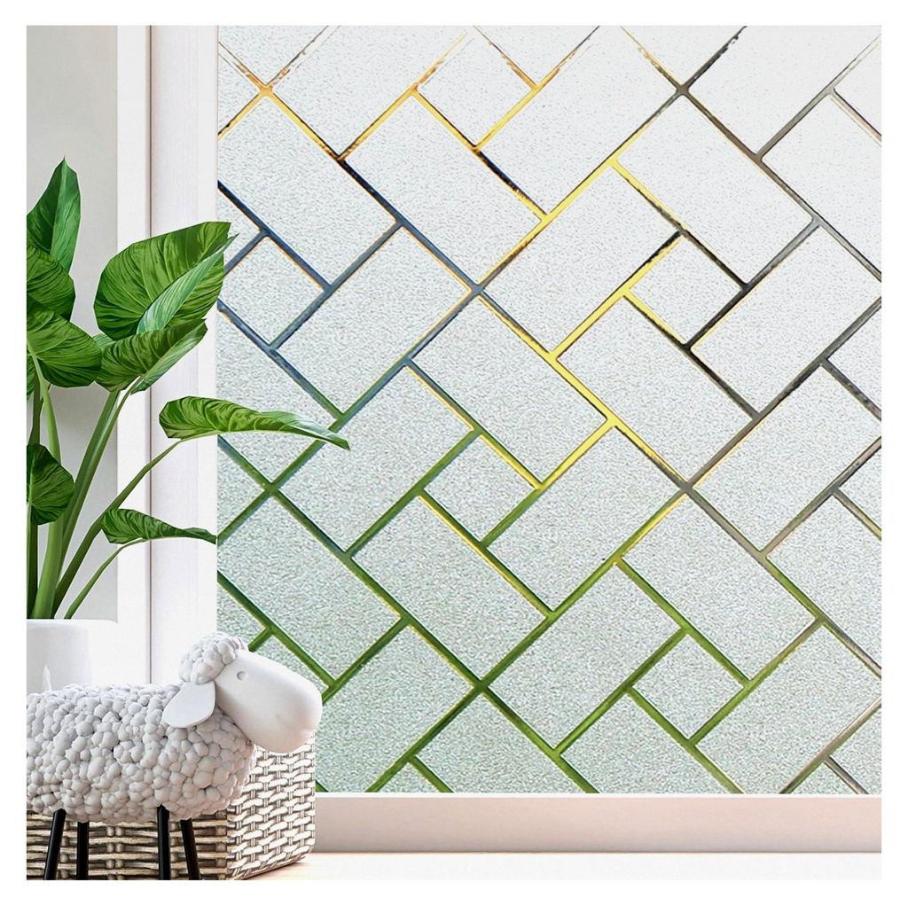 Fensterfolie Geometrie Milchglasfolie Sichtschutz ohne Kleber für Badezimmer, Umkleide und Konferenzräume 44,5 x 200 cm