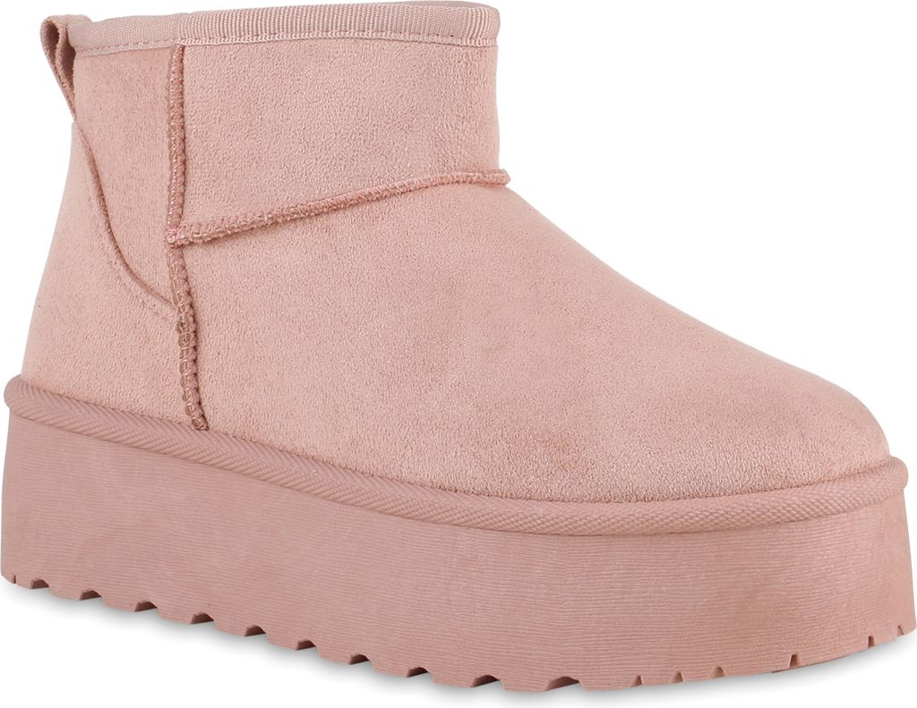VAN HILL Damen Warm Gefütterte Plateau Boots Bequeme Profi-Sohle Schuhe 840733, Farbe: Rosa, Größe: 39