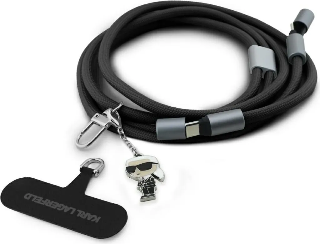 Idea Regalo: Cavo USB-C Karl Lagerfeld 1.5m Nero con Cinturino Chic