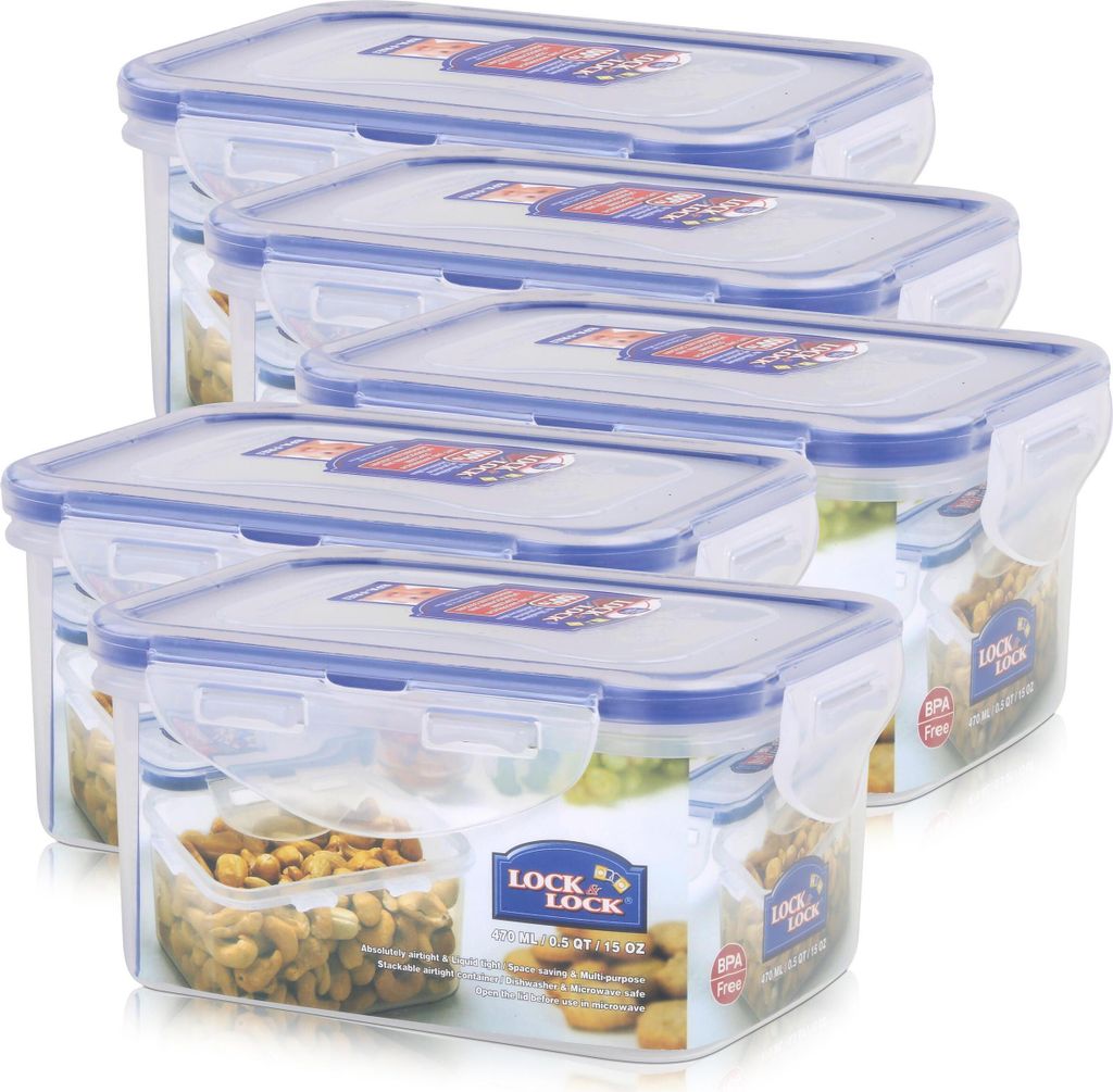 A set of Lock&Lock food storage containers.