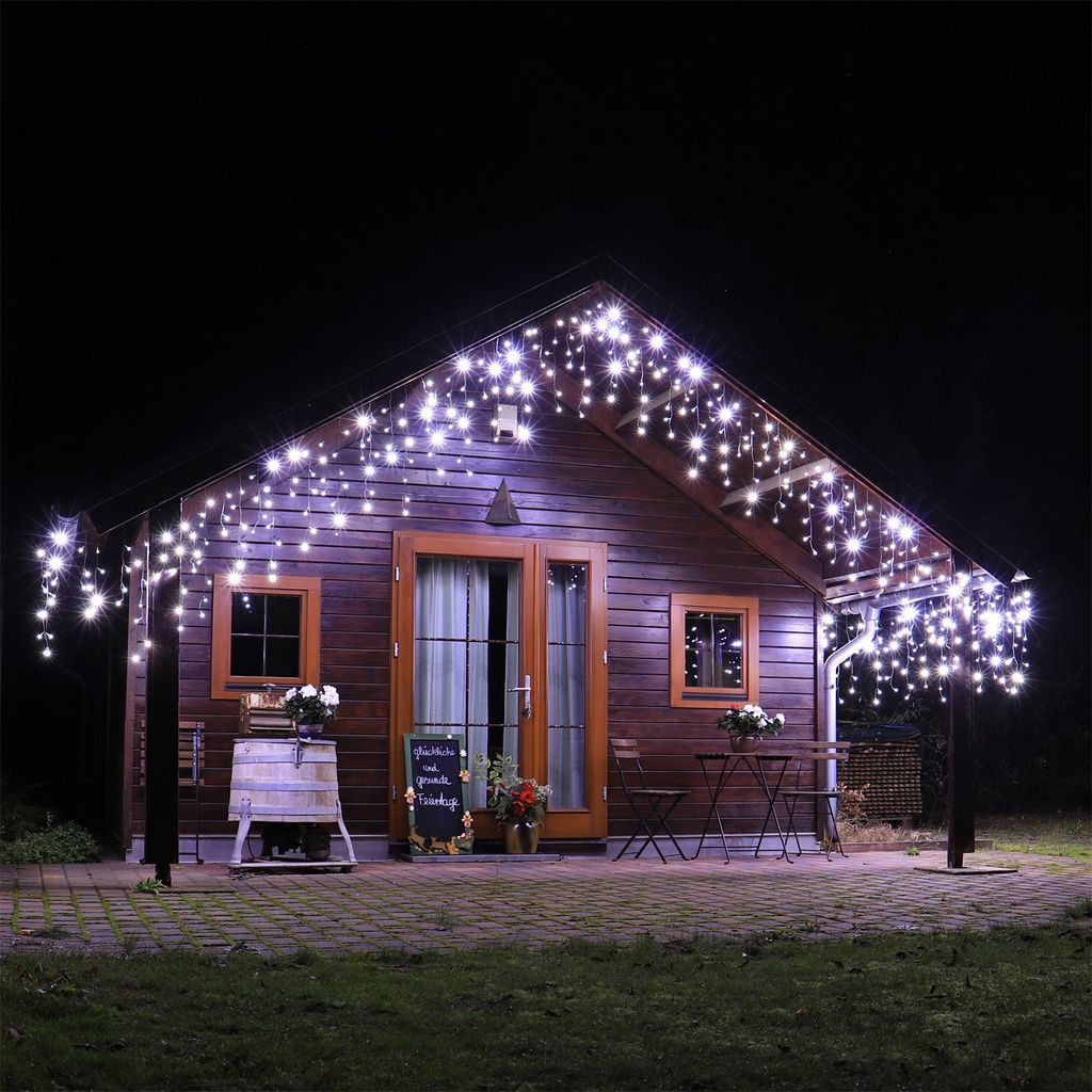 CLGarden LED Eisregen Premium Lichterkette ERN400 kaltweiß Weihnachtsbeleuchtung außen Haus kein Rost mehr