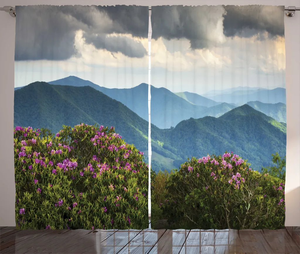 Rideau de chambre paysage montagne pour ambiance zen et rustique 225cm